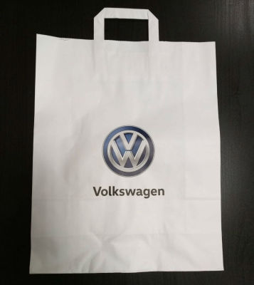 Бумажный подарочный пакет с ручками Volkswagen Logo Paper Bag White, M-size